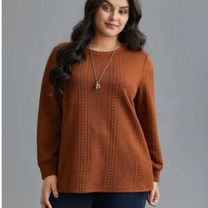 BloomChic Size L Textured Round Neck Stretchy Sweatshirt us size 12